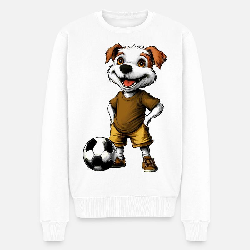 Hund Fussballer - Männer Premium Bio Pullover - Weiß