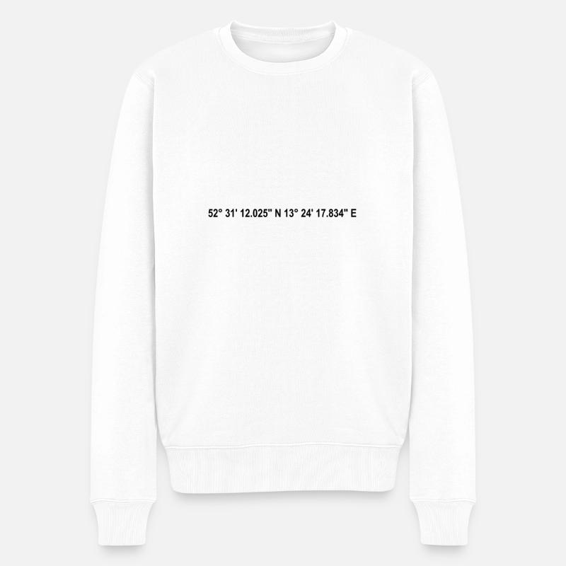 Berlin Koordinaten - Männer Premium Bio Pullover - Weiß