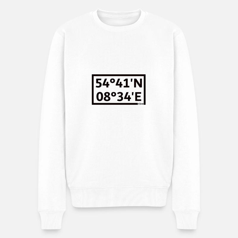 Föhr Koordinaten - Männer Premium Bio Pullover - Weiß