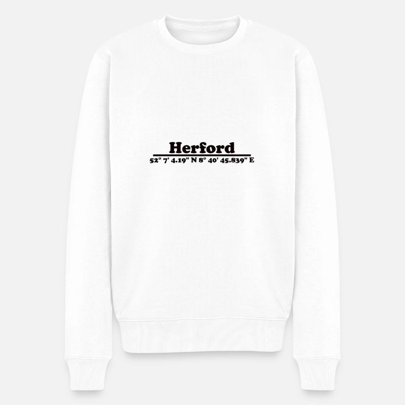 Herford Koordinaten - Männer Premium Bio Pullover - Weiß