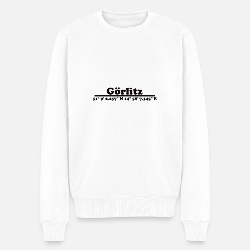 Görlitz Koordinaten - Männer Premium Bio Pullover - Weiß