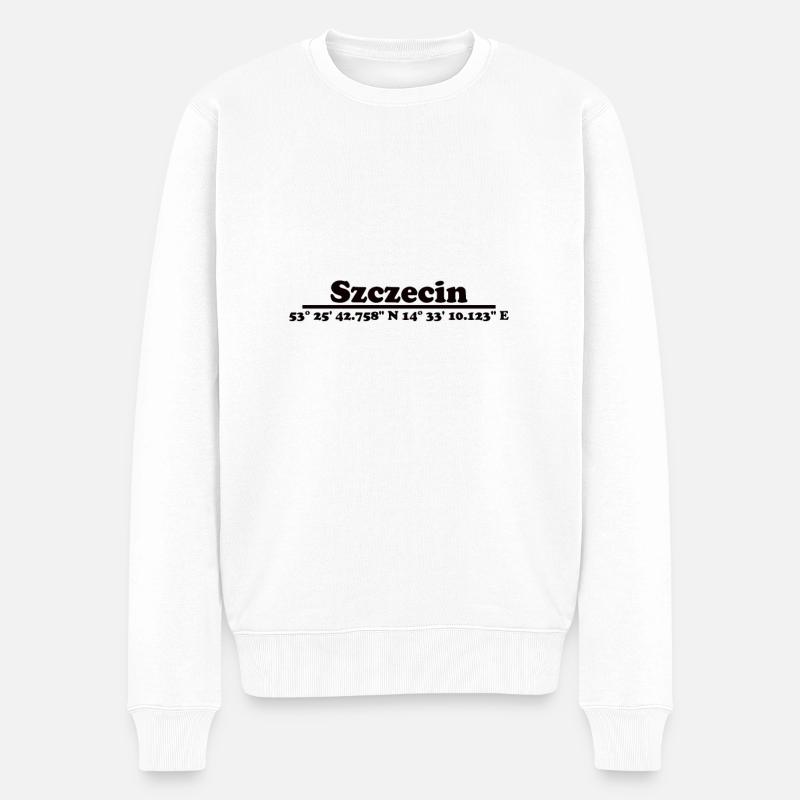 Coordonnées de Szczecin - Pull Premium bio Homme - blanc