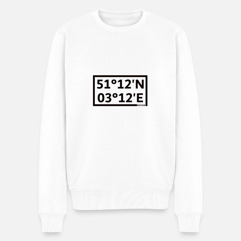Brügge Koordinaten - Männer Premium Bio Pullover - Weiß