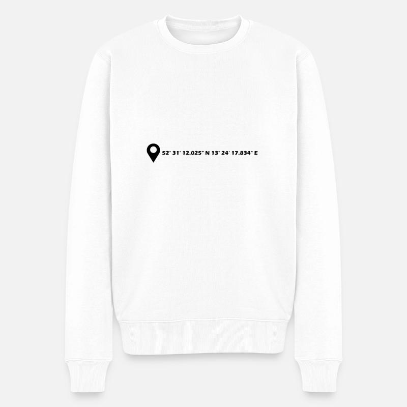 Berlin Koordinaten - Männer Premium Bio Pullover - Weiß