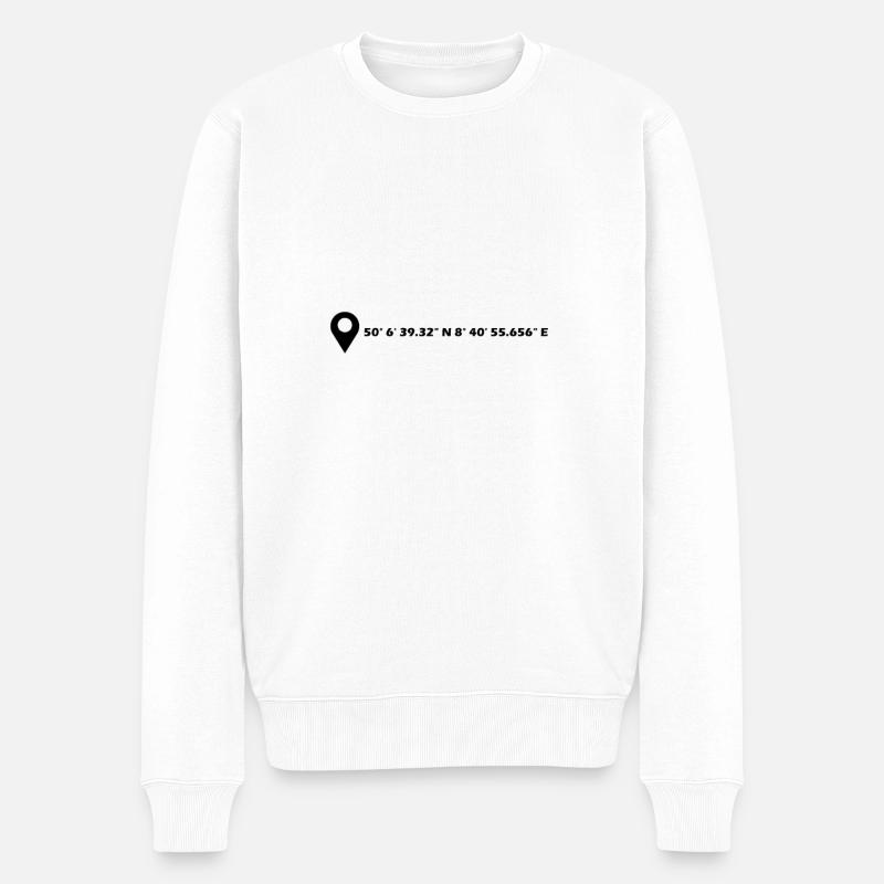 Frankfurt am Main Koordinaten - Männer Premium Bio Pullover - Weiß