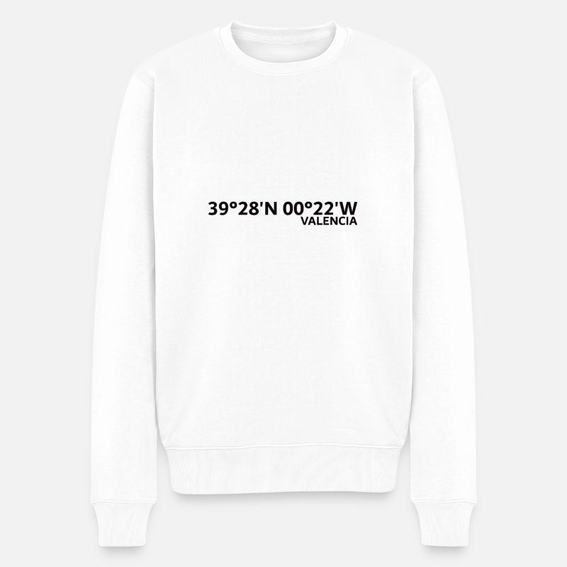 Valencia Koordinaten - Männer Premium Bio Pullover - Weiß