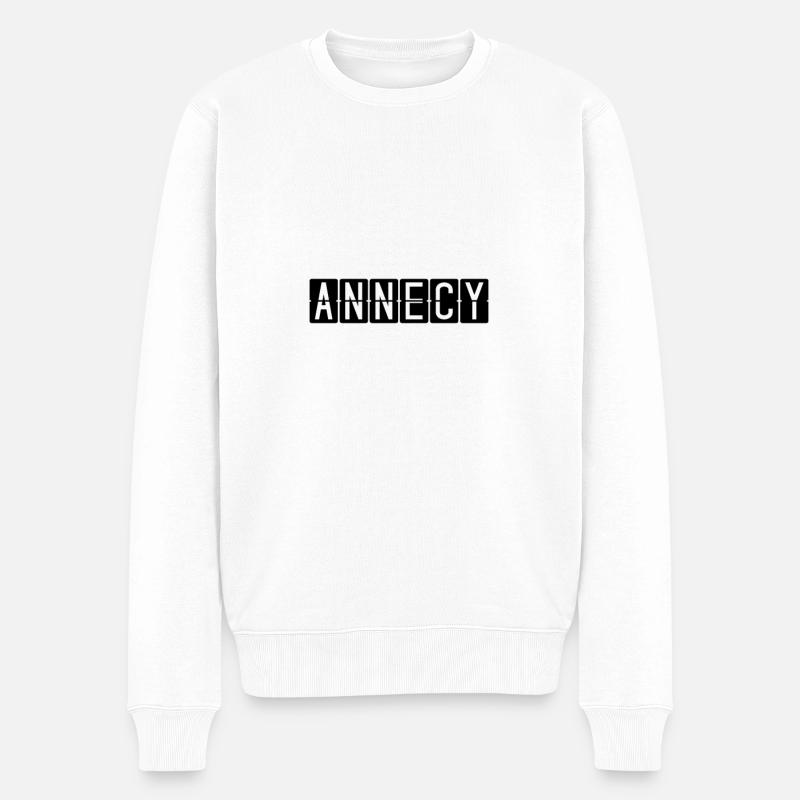 Panneau de l’aéroport d’Annecy - Pull Premium bio Homme - blanc