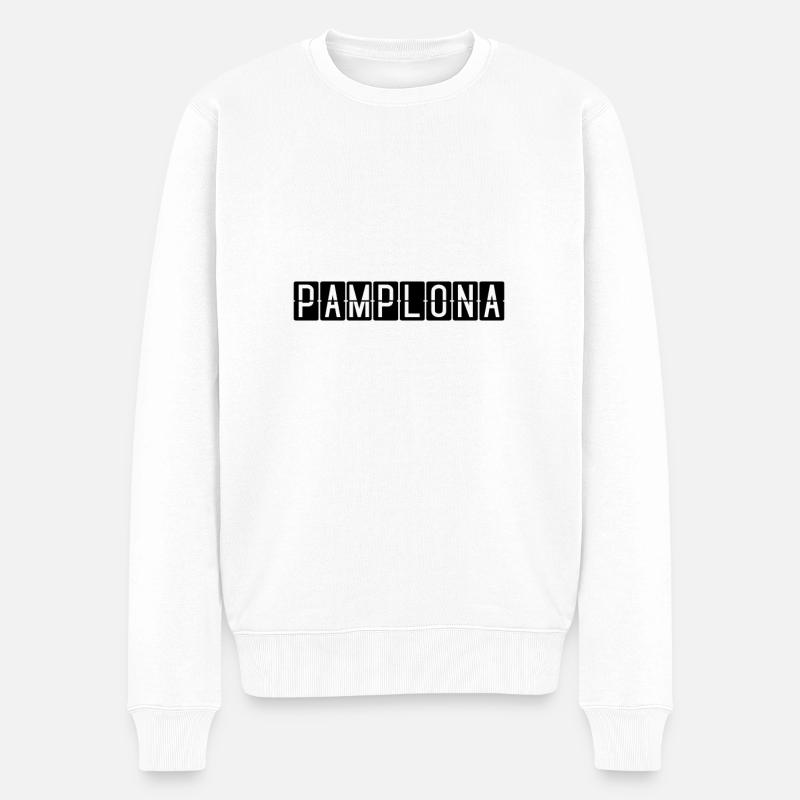 Pamplona Flughafentafel - Männer Premium Bio Pullover - Weiß