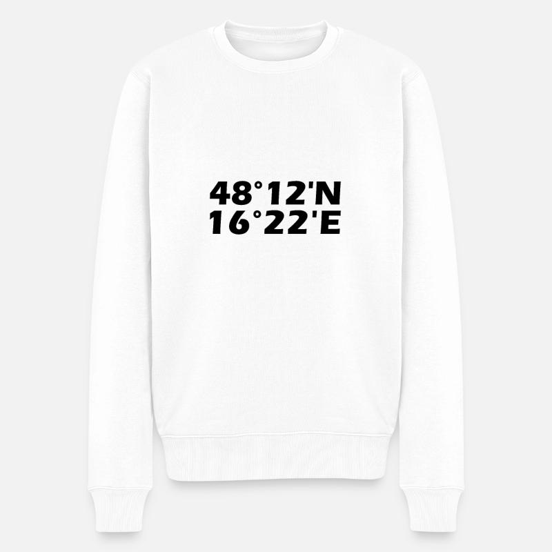 Wien Koordinaten - Männer Premium Bio Pullover - Weiß