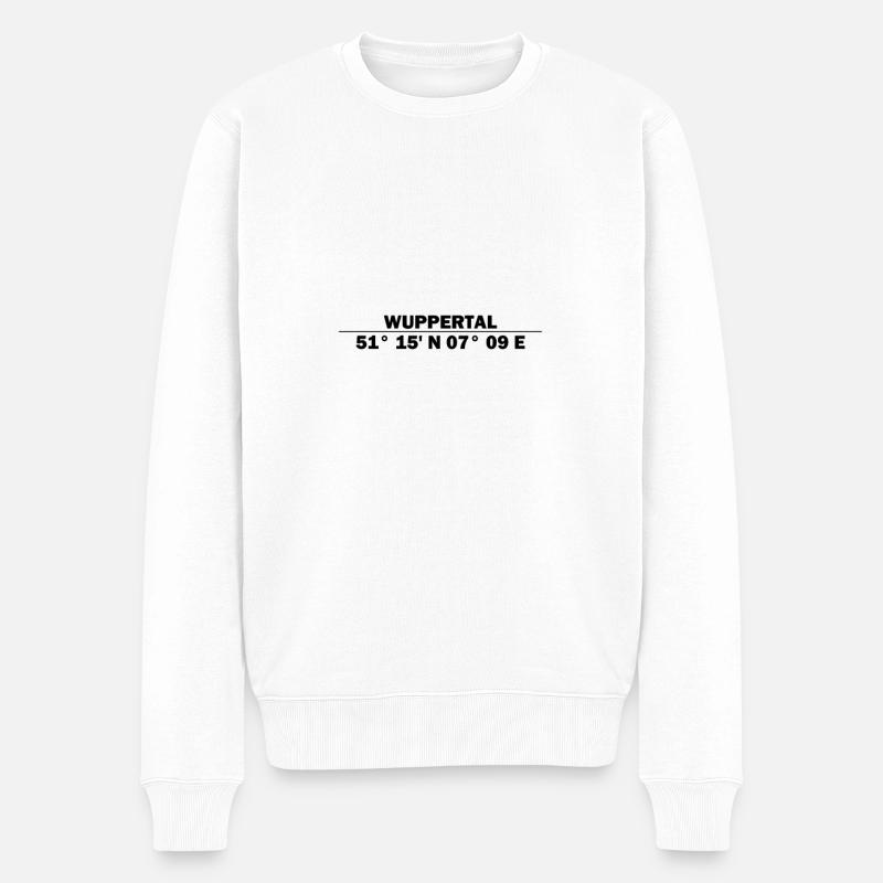 Wuppertal Koordinaten - Männer Premium Bio Pullover - Weiß