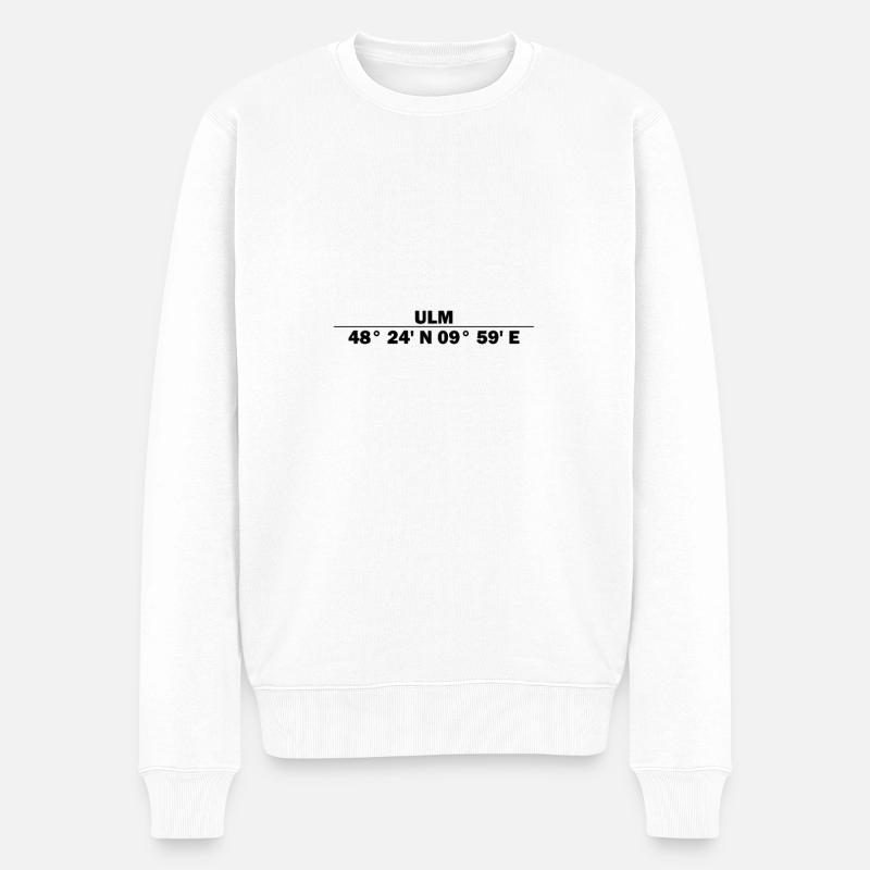 Ulm Koordinaten - Männer Premium Bio Pullover - Weiß