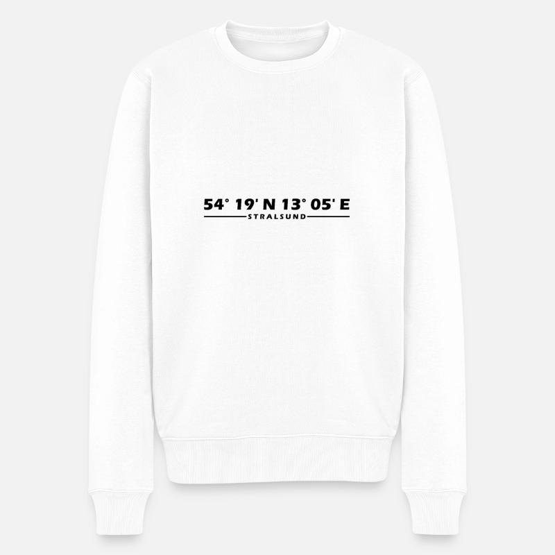 Stralsund Koordinaten - Männer Premium Bio Pullover - Weiß