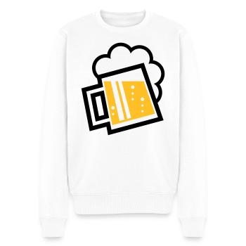Bavarian Beer Mug (German Glass / L / \ / 2C) - Men's Premium Organic Jumper - white - Front - Thijin (182cm)