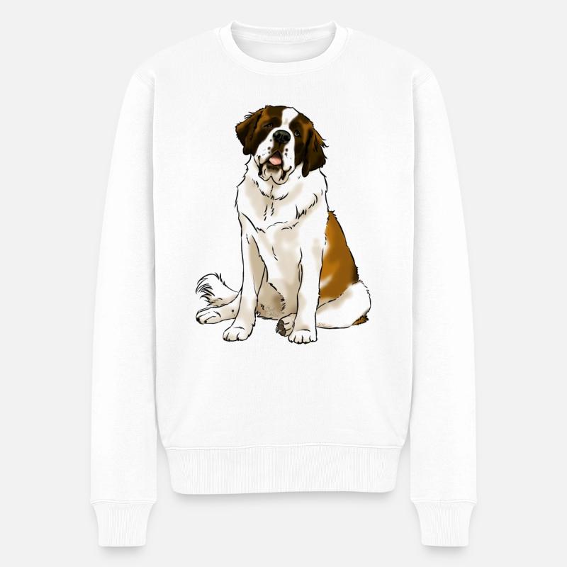 Chien Saint Bernard (textiles clairs) - Pull Premium bio Homme - blanc