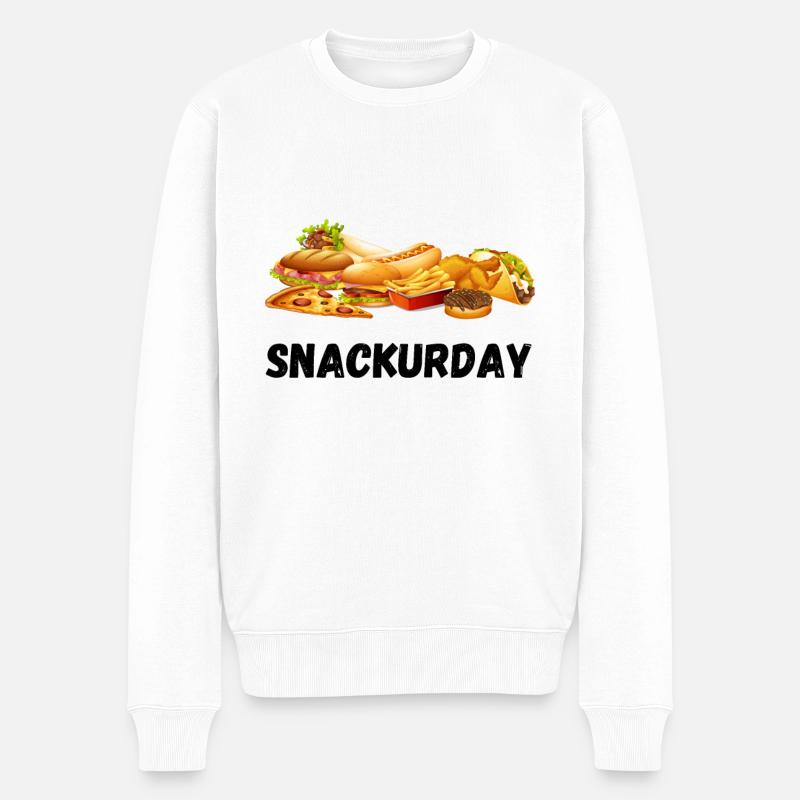 Snackurday - Männer Premium Bio Pullover - Weiß