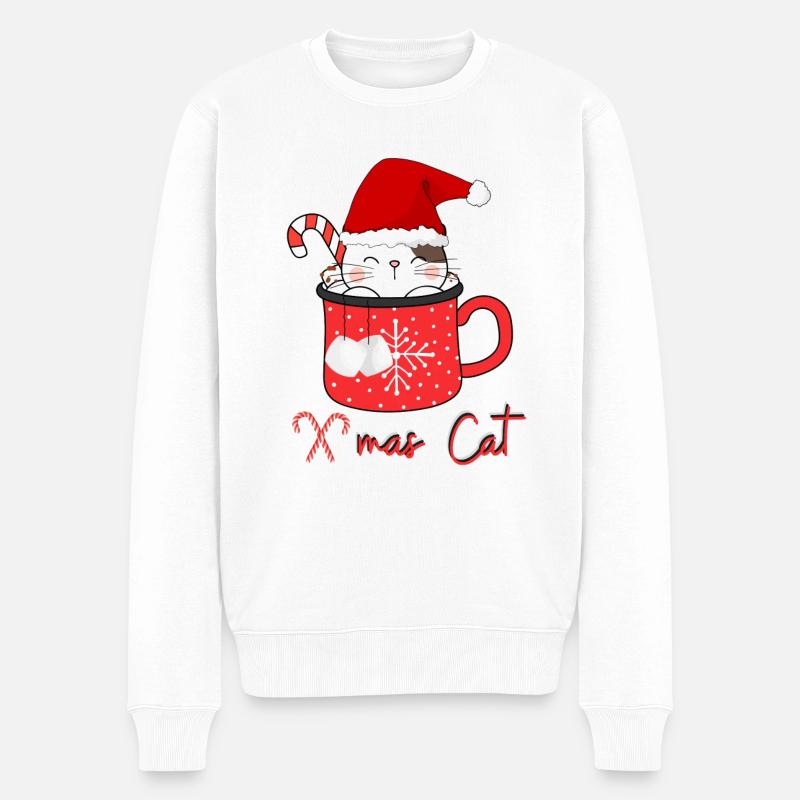 Chat de Noël - Pull Premium bio Homme - blanc