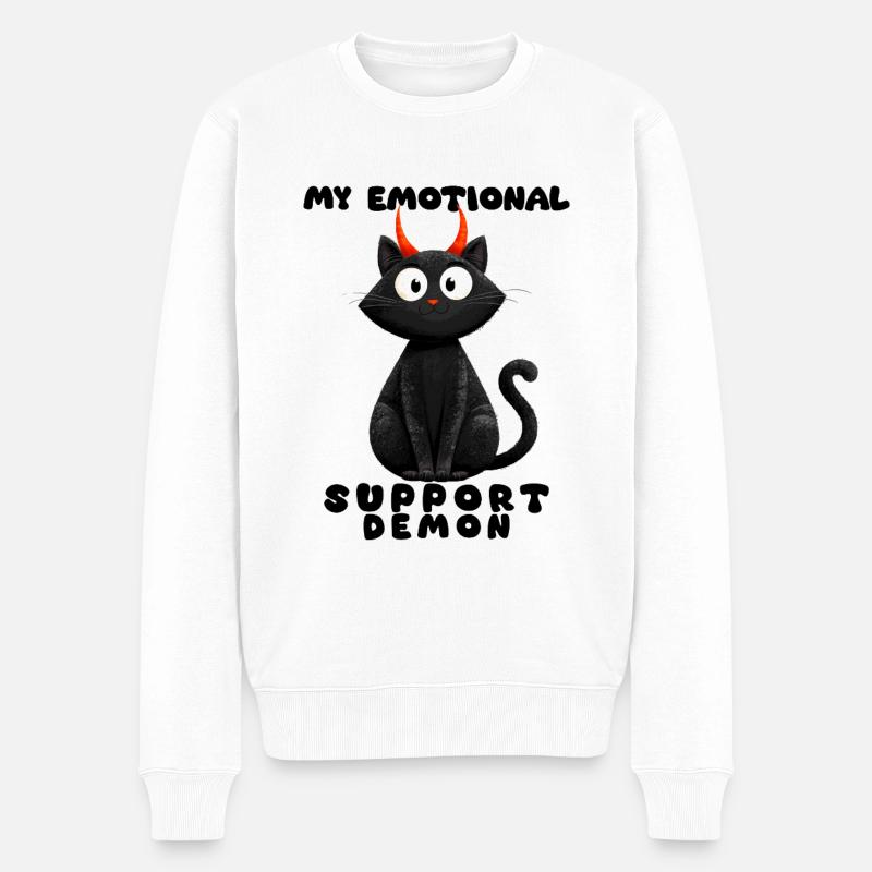 Emotionaler Support-Dämon – Lustige Katzen Edition - Männer Premium Bio Pullover - Weiß