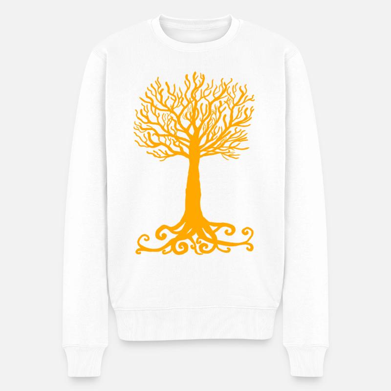 gelber Baum - Männer Premium Bio Pullover - Weiß