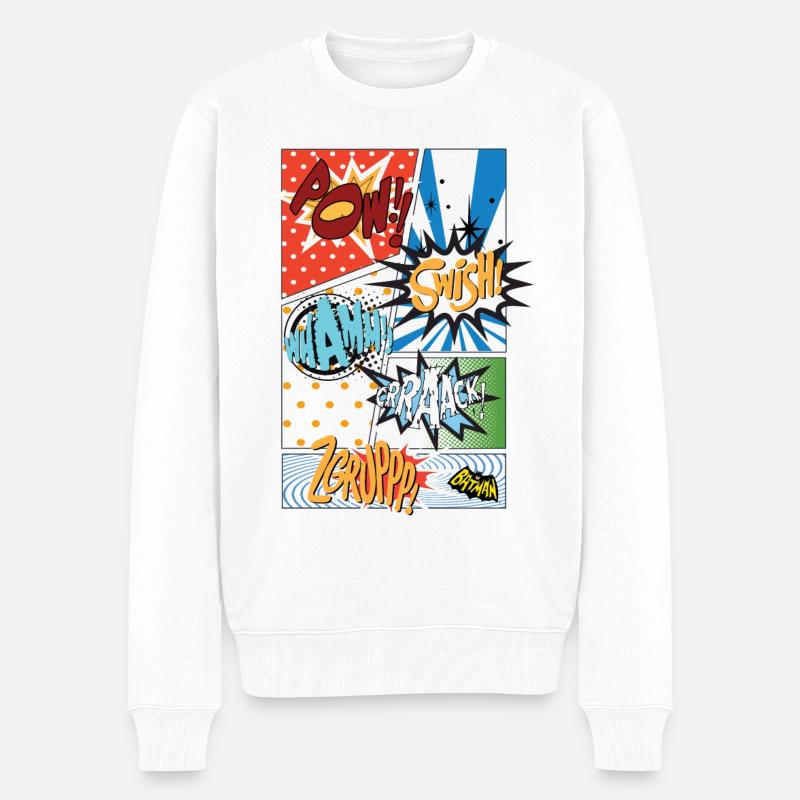 DC Comics Batman Coole Soundeffekte Panels - Männer Premium Bio Pullover - Weiß