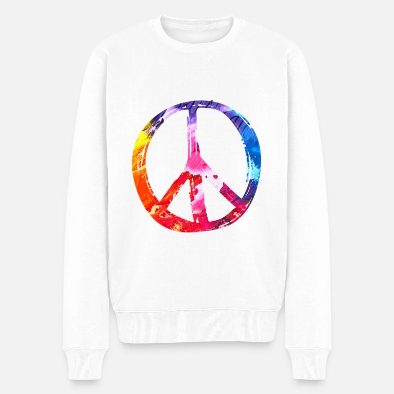 PEACE - Männer Premium Bio Pullover - Weiß
