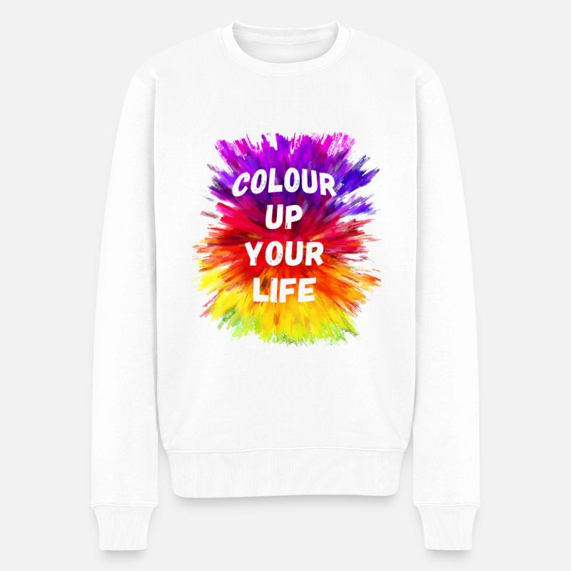 Colour Up Your Life - Männer Premium Bio Pullover - Weiß