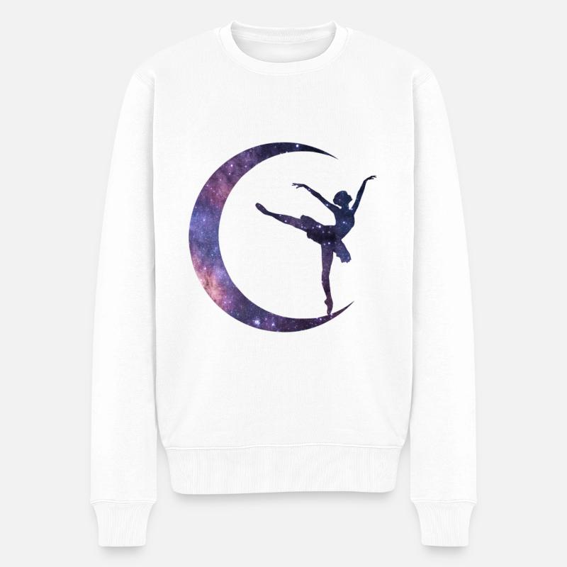 Ballerina im Mond - Männer Premium Bio Pullover - Weiß