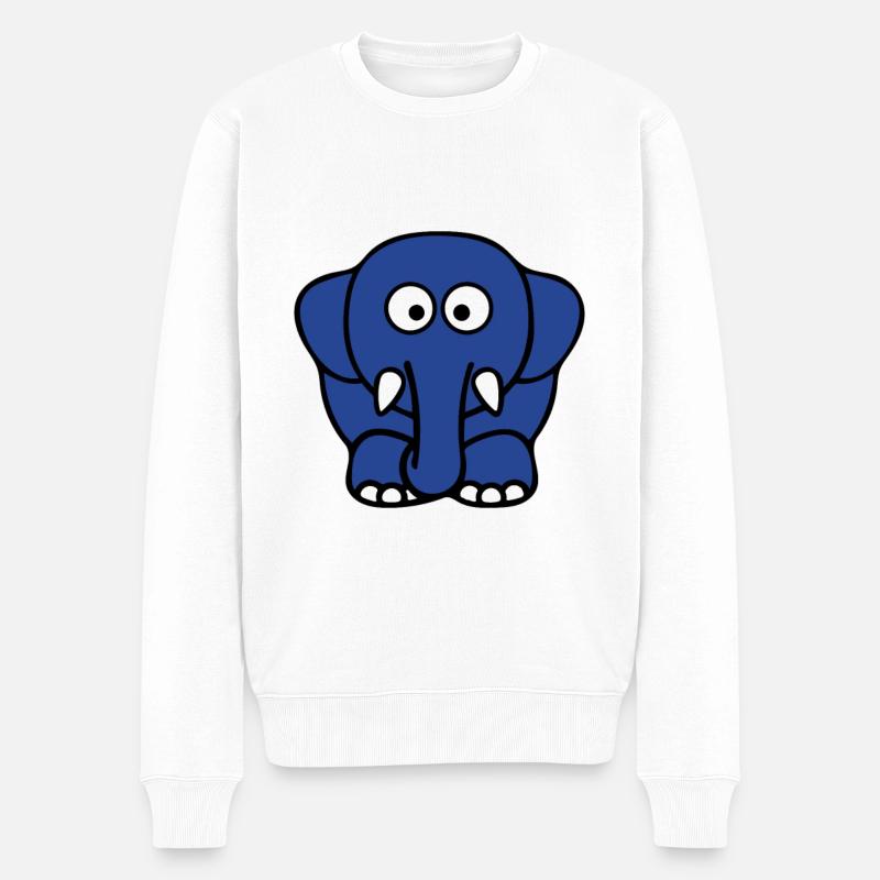 Blauer Elefant - Männer Premium Bio Pullover - Weiß