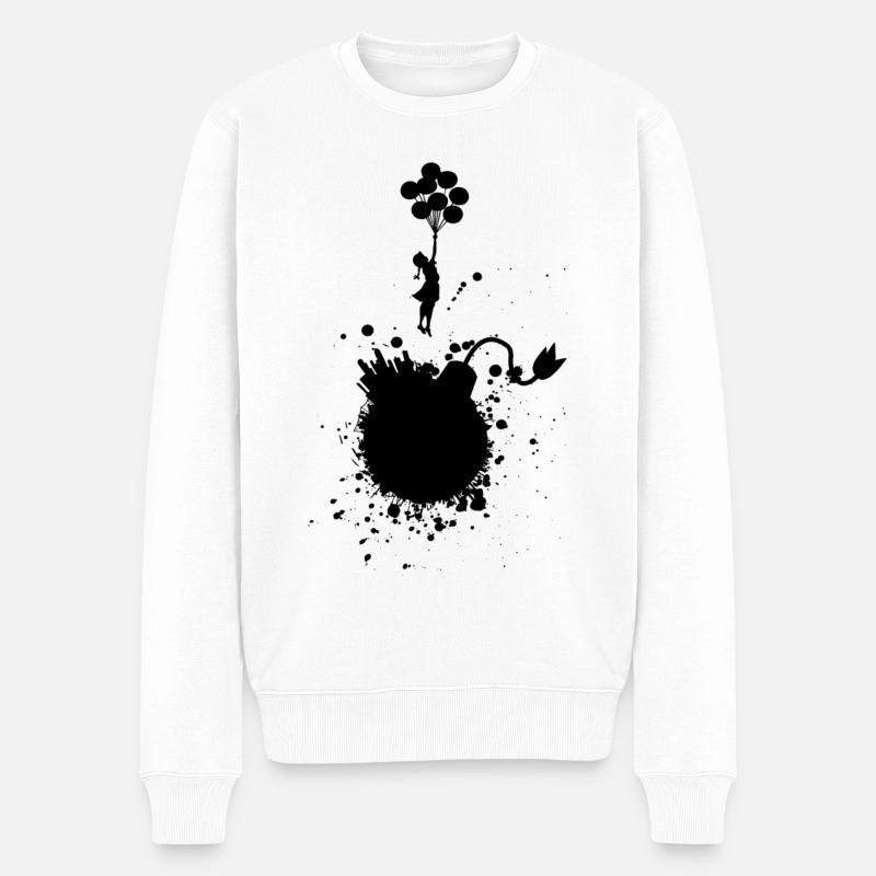 Evacuation Mädchen Luftballons - Männer Premium Bio Pullover - Weiß