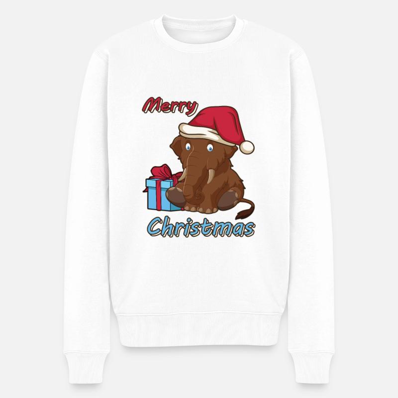 Mammut Elefant Weihnachten Geschenk Cartoon Design - Männer Premium Bio Pullover - Weiß