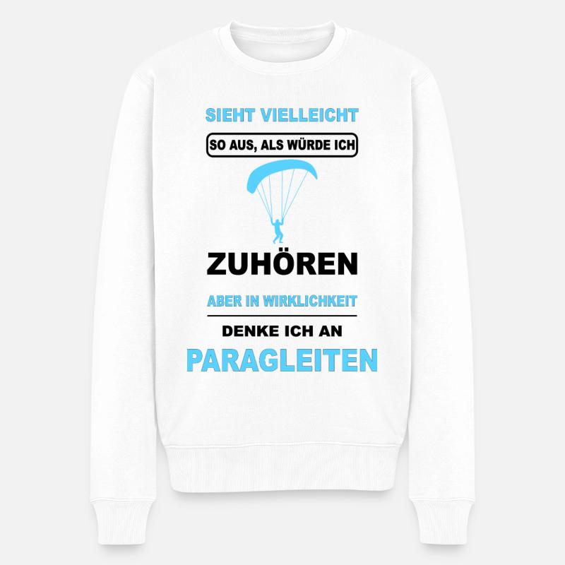 Paragleiten Gleitschirmfliegen Gleitsegeln Pilot - Männer Premium Bio Pullover - Weiß
