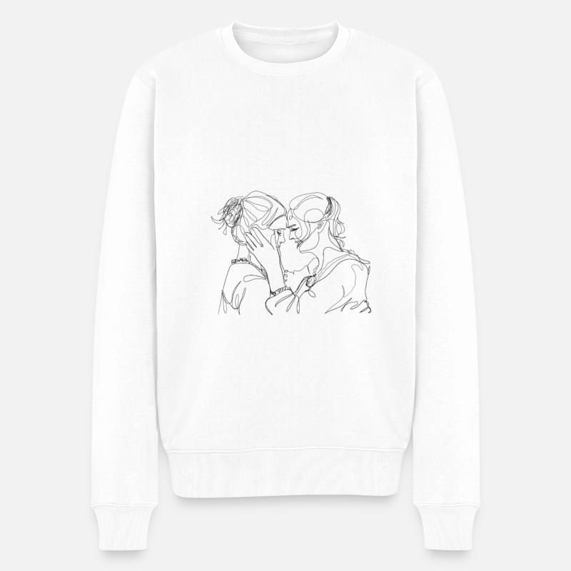 Porträt des brennenden Mädchens - Männer Premium Bio Pullover - Weiß