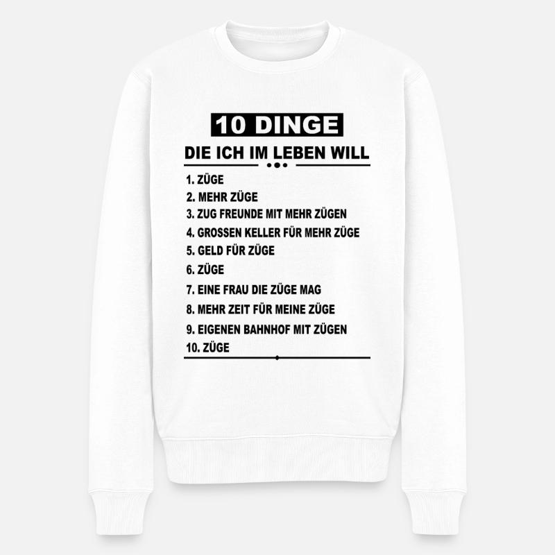 Modelleisenbahn Dampflok Modellbau Zug Lok Spruch - Männer Premium Bio Pullover - Weiß