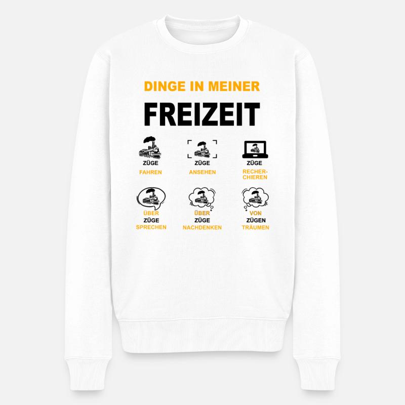 Modelleisenbahn Dampflok Modellbau Zug Lok Spruch - Männer Premium Bio Pullover - Weiß