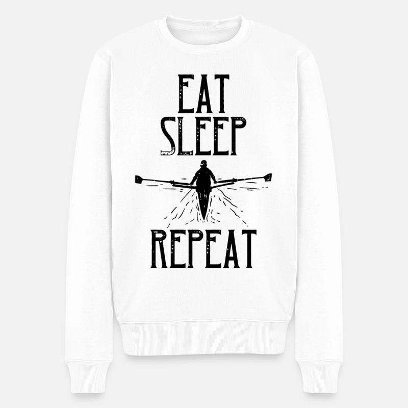 Eat Sleep Repeat Row - Pull Premium bio Homme - blanc