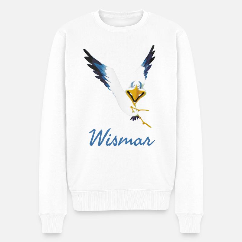 Lachmöwe Wismar - Männer Premium Bio Pullover - Weiß