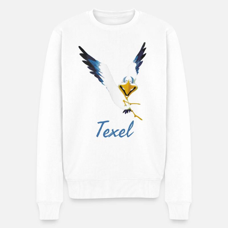 Lachmöwe Texel - Männer Premium Bio Pullover - Weiß
