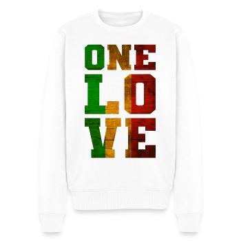 ONE LOVE Reggae Musik - Männer Premium Bio Pullover - Weiß - Vorne - Thijin (182cm)