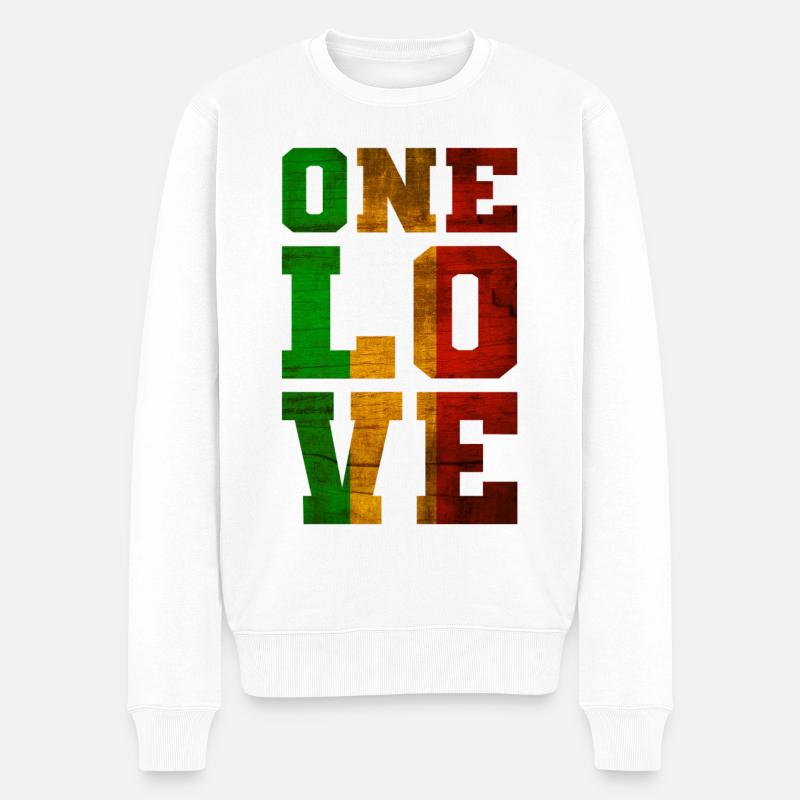 ONE LOVE Reggae Musique - Pull Premium bio Homme - blanc