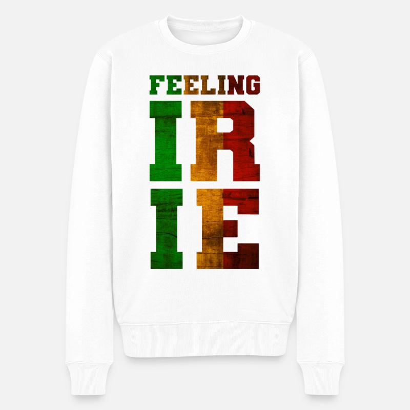 FEELING IRIE Rastafari Devise - Pull Premium bio Homme - blanc