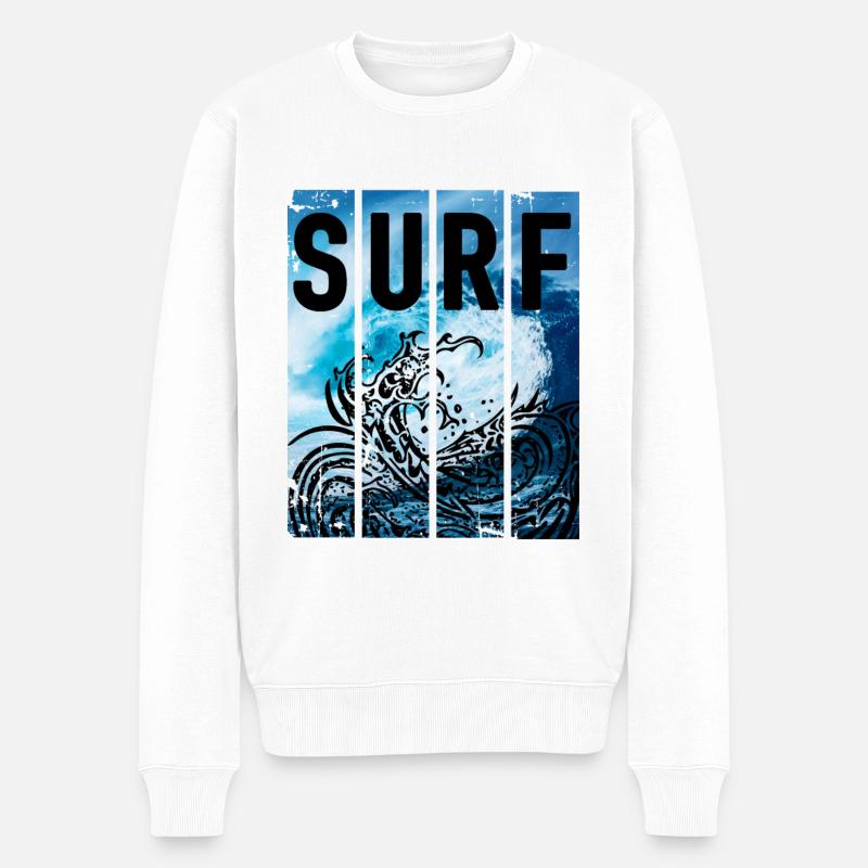 SURF Océan Vagues - Pull Premium bio Homme - blanc