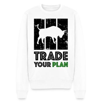 TRADE YOUR PLAN Bull Trader - Pull Premium bio Homme - blanc - Devant - Thijin (182cm)