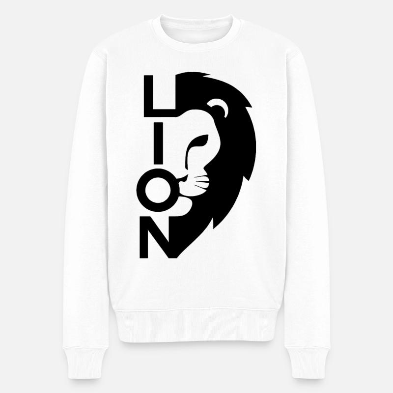 LION Leo Löwen - Männer Premium Bio Pullover - Weiß