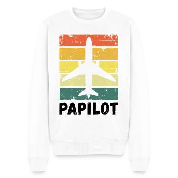 Piloten Papa Vater Papilot - Männer Premium Bio Pullover - Weiß - Vorne - Thijin (182cm)
