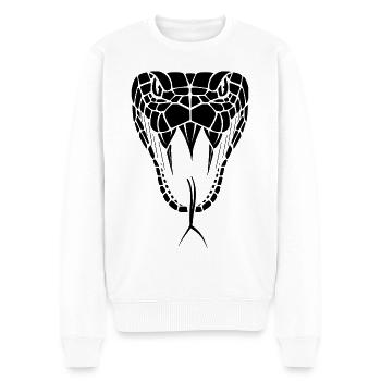 Minimal Cobra Schlangen - Männer Premium Bio Pullover - Weiß - Vorne - Thijin (182cm)