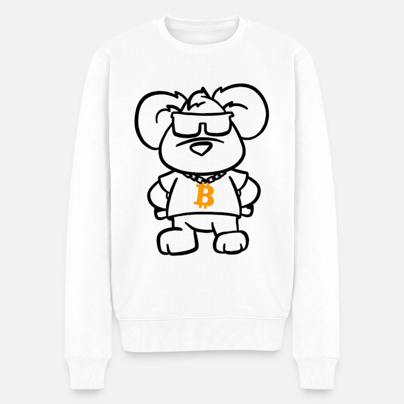 Bitcoin Blockchain Maus - Männer Premium Bio Pullover - Weiß