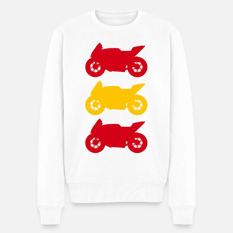 Motorrad Flagge Spanien - Männer Premium Bio Pullover - Weiß