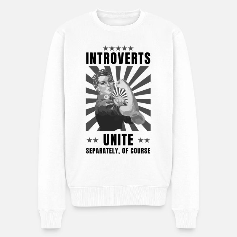 Agoraphobia introverts unite - Männer Premium Bio Pullover - Weiß