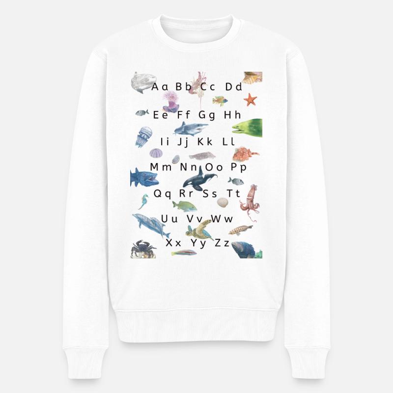 Meeresfauna und -literatur - Männer Premium Bio Pullover - Weiß