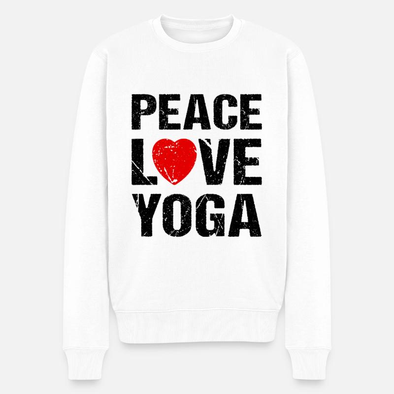 Peace Love Yoga - Pull Premium bio Homme - blanc