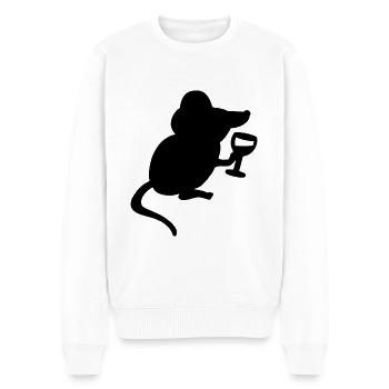 Wein Maus Weinliebhaber - Männer Premium Bio Pullover - Weiß - Vorne - Thijin (182cm)